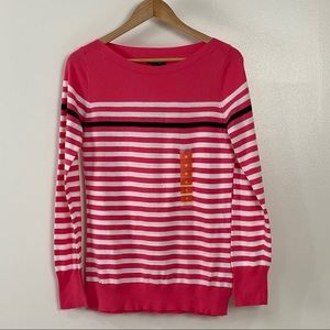 NWT Nautical boat neck striped sweater coral/white
